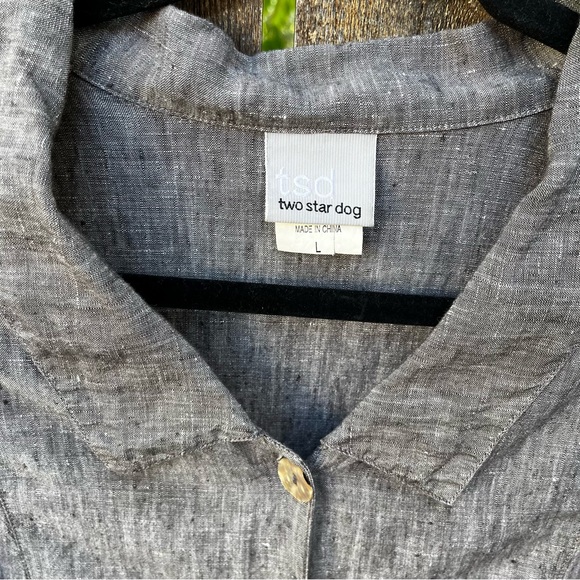 Two Star Dog 100% Linen Button Down Shirt Sz L - Picture 2 of 13